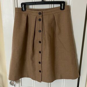 J. Crew Camel Button-Front A-Line Skirt